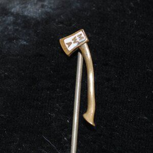 Antique Modern Woodsmen of America Enamel Ax Stick Pin